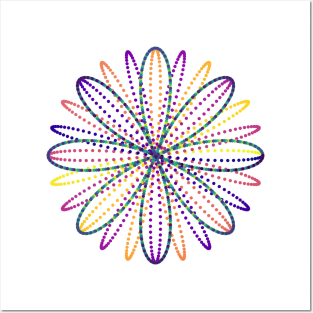 Fireworks Flower | Rainbow Rose Curve White Posters and Art